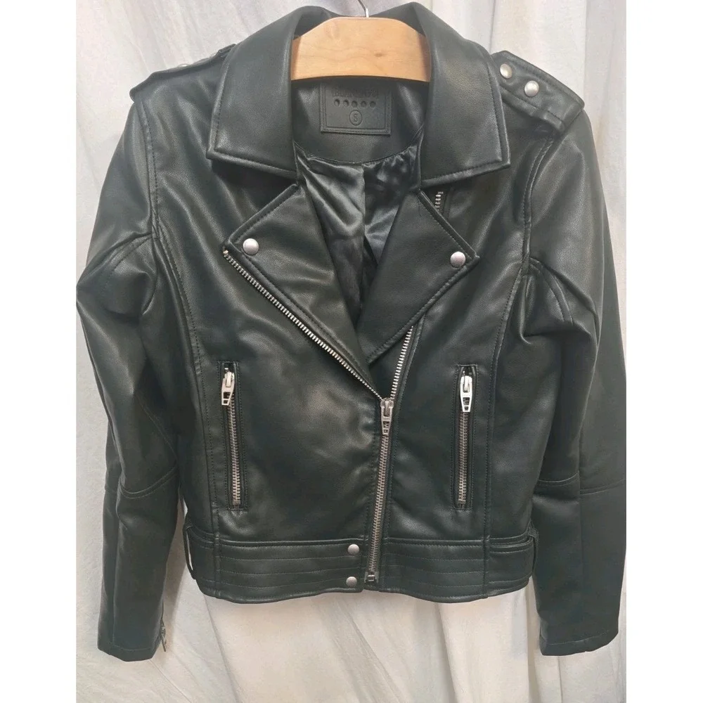 BlankNYC Black Faux Leather Moto Jacket Women's‎ Size S Biker Zip Motorcycle